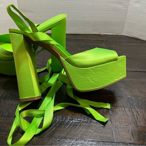 Gianni Binni satin platform ankle wrap heels size 11 - Picture 9 of 16